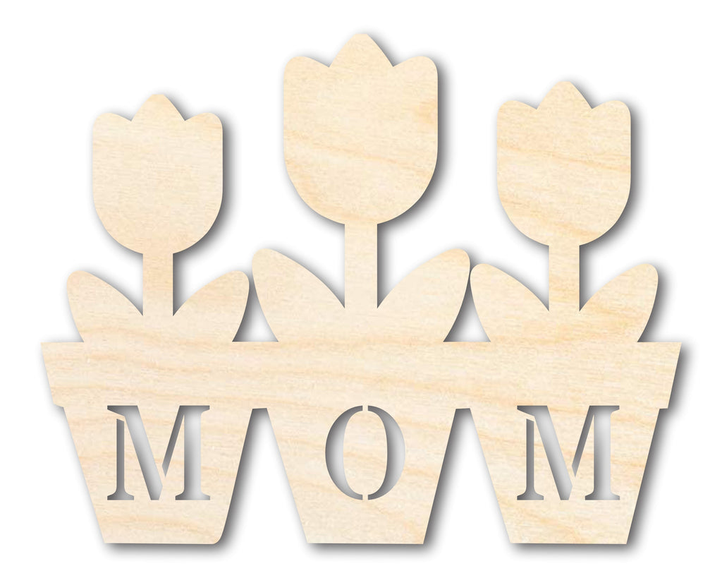 Unfinished Mom Flower Pot Shape | DIY Craft Cutout | up to 46" DIY