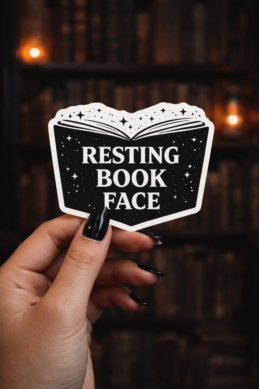 Resting Book Face Vinyl Bookish Sticker